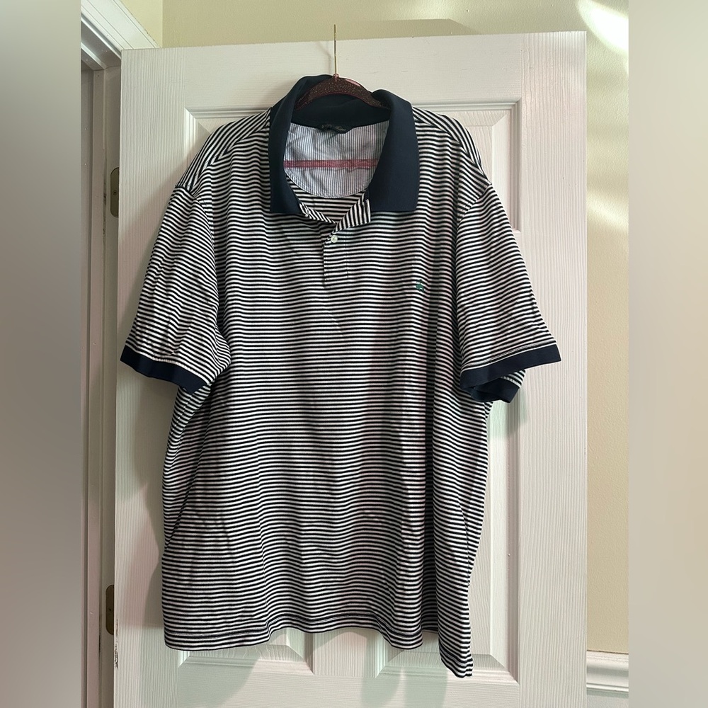 Brooks Brothers 4XL Supima Cotton Polo Shirt Black and White Striped